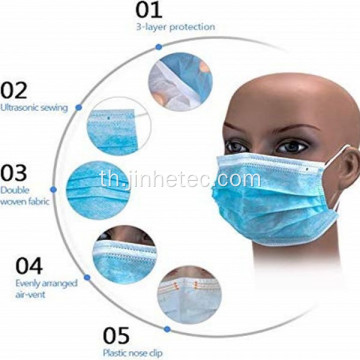 หน้ากากทางการแพทย์แบบใช้แล้วทิ้ง 3 ชั้นสำหรับป้องกันไวรัสโคโรนา